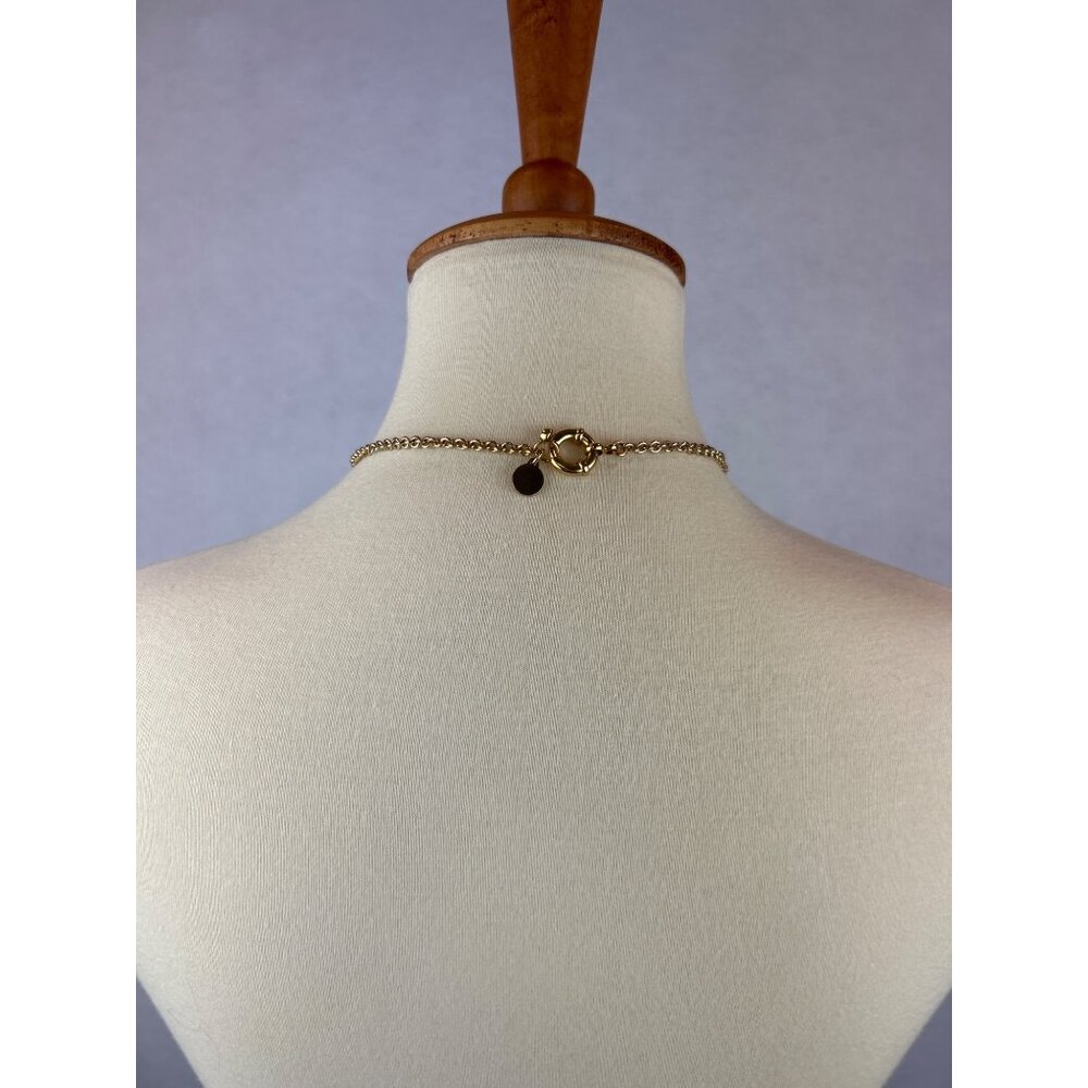 Marc Jacobs Gold Tone Pendant Necklace Enamel Circle Brown Yellow - Picture 3 of 8